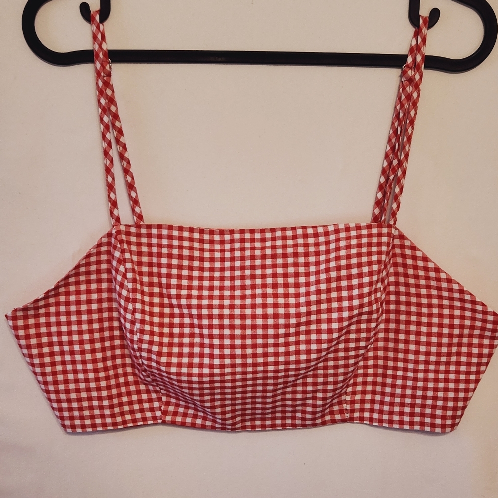 Red & White Checkered Plaid Ultra Crop Top
